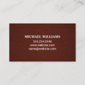 Carte De Visite Cuir rouge foncé | Épinglage en cuir Brown (Dos)