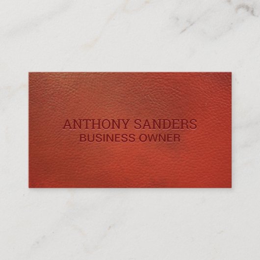 Carte De Visite Cuir rouge | Lettres d'expédition (Devant)
