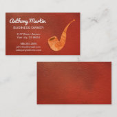 Carte De Visite Cuir rouge | Tuyaux en bois (Devant / Derrière)