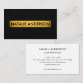 Carte De Visite Cuir synthétique noir de luxe & Or (Devant / Derrière)