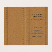 Carte De Visite Cuir Tan Double Trait (Extérieur déplié)