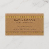 Carte De Visite Cuir Tan Double Trait | Monogramme Emboss (Dos)