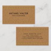 Carte De Visite Cuir Tan En Plan | Luxe (Devant / Derrière)