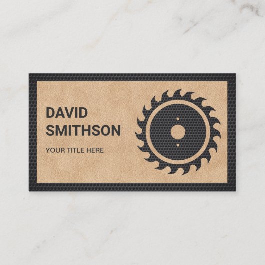 Carte De Visite Cuir Tan noir Circulaire Vis Handyman Carpenter (Devant)
