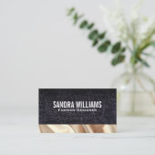 Carte De Visite Cuir | Tissu en soie d'or (Debout devant)