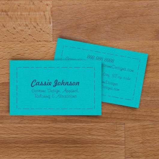 Carte De Visite Cuir Turquoise Moderne Faux