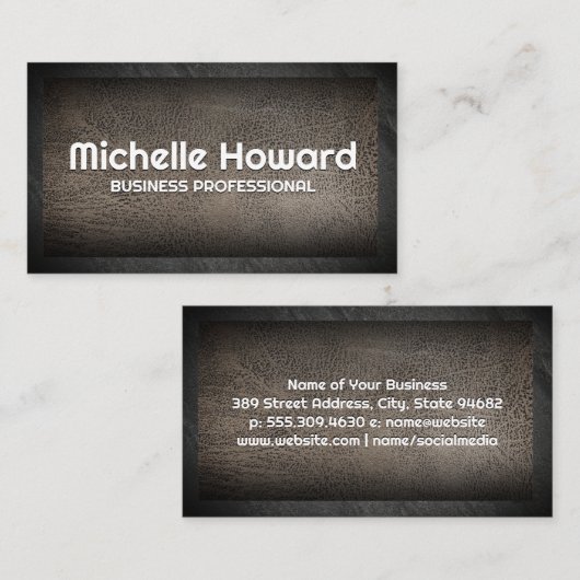 Carte De Visite Cuir usé | Bordure de roche (Devant / Derrière)