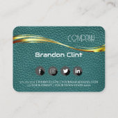 Carte De Visite cuir vert et or moderne (Dos)