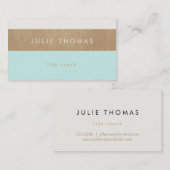 Carte De Visite cuir vert menthe et faux or (Devant / Derrière)