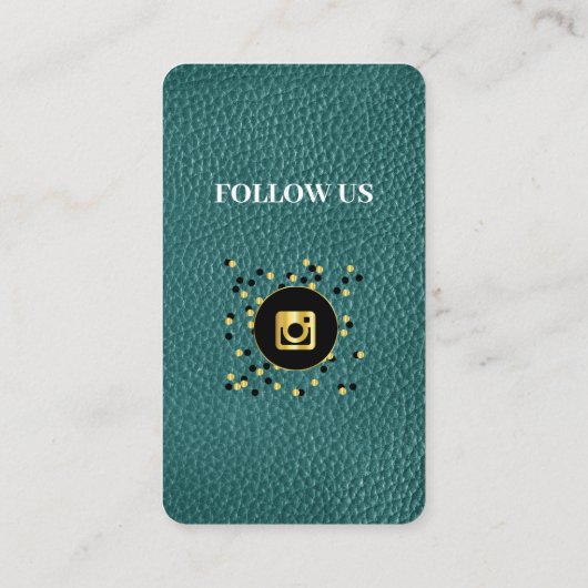 Carte De Visite Cuir vert - Social Media QR Code (Dos)