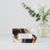 Carte De Visite Cuisine Abstraite moderne blanche et noire et doré (Debout devant)