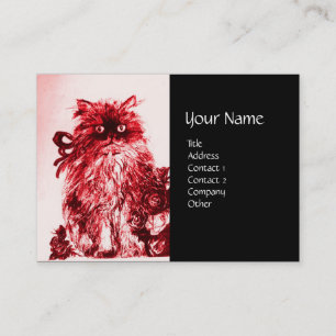 Carte De Visite CUISINE AVEC ROSE, Rouge noir et blanc