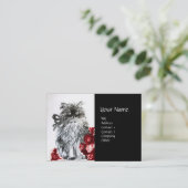 Carte De Visite CUISINE AVEC ROSES, Rouge Noir Blanc (Debout devant)