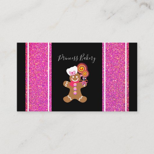 Carte De Visite Cuisine Baker Pink Parties scintillant Gingerbread (Devant)