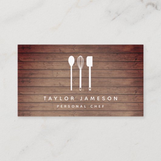 Carte De Visite Cuisine blanche Chef traiteur noir (Devant)