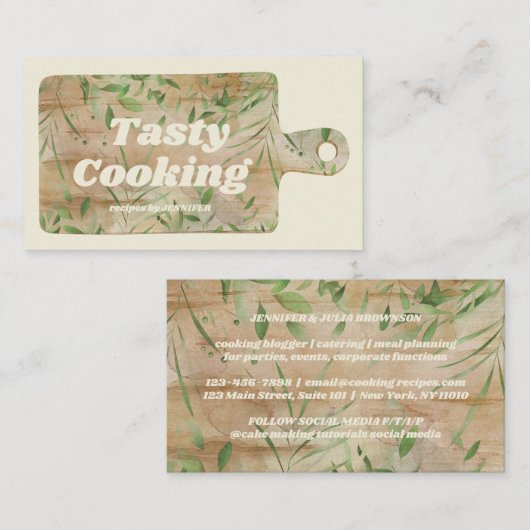 Carte De Visite Cuisine blog Coupe Board Chef vanille ivoire (Devant / Derrière)