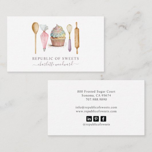 Carte De Visite Cuisine boulangère Chef boulangère Ustensiles de b (Devant / Derrière)