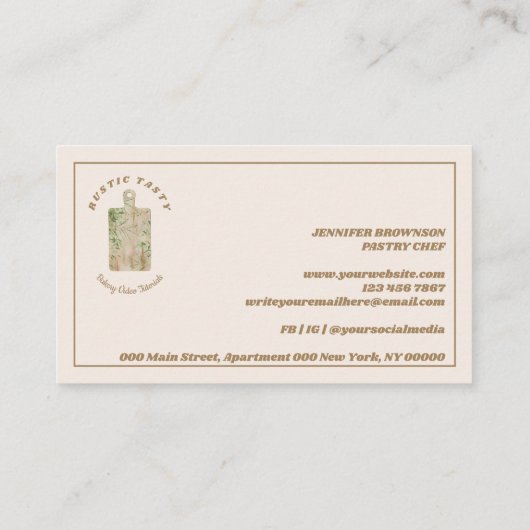 Carte De Visite Cuisine Boulangerie Rustique Bois Logo (Dos)