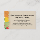 Carte De Visite Cuisine culinaire végétale classe nutrition (Dos)