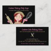 Carte De Visite Cuisine de boulangerie noire Chef Vegan (Devant / Derrière)
