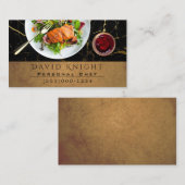 Carte De Visite Cuisine de luxe Chef cuisine Marbre noir & or (Devant / Derrière)
