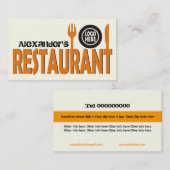 Carte De Visite Cuisine de restaurant plaque orange noir ivoire (Devant / Derrière)