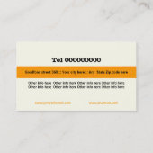 Carte De Visite Cuisine de restaurant plaque orange noir ivoire (Dos)