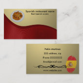 Carte De Visite Cuisine espagnole (Devant / Derrière)