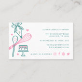 Carte De Visite Cuisine et pâtisserie en rose et bleu sarcelle (Dos)