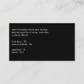 Carte De Visite Cuisine gastronomique (Dos)