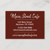 Carte De Visite Cuisine indienne Tandoor Restaurant Chef (Dos)