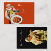 Carte De Visite CUISINE ITALIENNE SPAGHETTI & MANDOLIN, orange (Devant / Derrière)