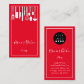 Carte De Visite Cuisine Logo Chef Restaurant Cuisine Knifes Rouge (Devant / Derrière)