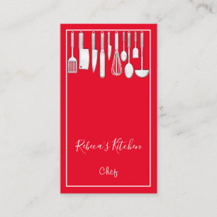 Carte De Visite Cuisine Logo Chef Restaurant Cuisine Knifes Rouge