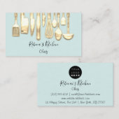 Carte De Visite Cuisine Logo Chef Restaurant Eau Knifes Élégante (Devant / Derrière)