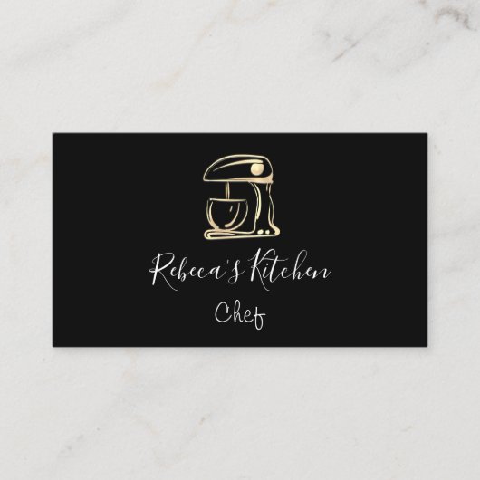 Carte De Visite Cuisine Logo Robot Mixer Chef Black Gold (Devant)