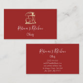 Carte De Visite Cuisine Logo Robot Mixer Chef Burgundy Gold (Devant / Derrière)