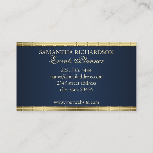 Carte De Visite Cuisine Masculine Marine Moderne Bleu Et Or Géomét (Dos)