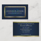 Carte De Visite Cuisine Masculine Marine Moderne Bleu Et Or Géomét (Devant / Derrière)