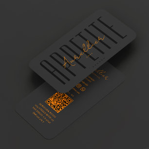 Carte De Visite Cuisine minimaliste de chef noir orange