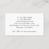 Carte De Visite Cuisine pâtissière Baker Aquarelle Outils Floraux (Dos)