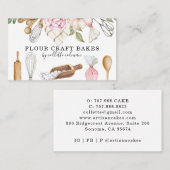 Carte De Visite Cuisine pâtissière Baker Aquarelle Outils Floraux (Devant / Derrière)