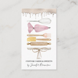 Carte De Visite Cuisine pâtissière Chef créative Aquarelle Goutte 
