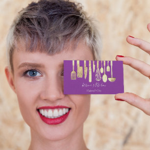 Carte De Visite Cuisine Personnel Chef Restaurant Cuisine Violet