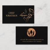 Carte De Visite Cuisine personnelle Gold & Black (Devant / Derrière)
