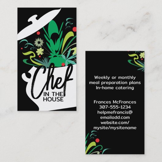 Carte De Visite cuisine pot saveur éclat chef traiteur affaires ca (Devant / Derrière)