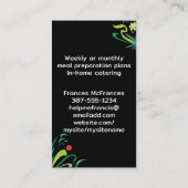 Carte De Visite cuisine pot saveur éclat chef traiteur affaires ca (Dos)