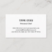 Carte De Visite Cuisine professionnelle Chef Cuisine Légumes (Dos)