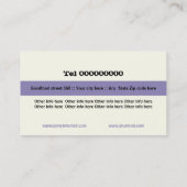 Carte De Visite Cuisine restaurant plaque lavande ivoire noir (Dos)