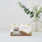 Carte De Visite Cuisine rétro Stove Orange & Blue Kitchen Traiteur (Debout devant)